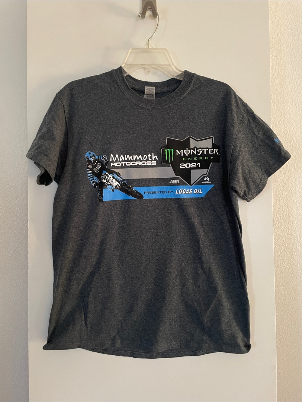 Mammoth Lakes Motocross Monster Energy Cotton T Shirt Short Sleeve Grey
